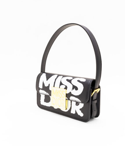 Dior Christian Flap Shoulder Bag Leather Black White Purse