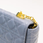 Dior-Dior Caro small shoulder bag in pale blue cannage leather