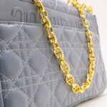 Dior-Dior Caro small shoulder bag in pale blue cannage leather