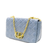 Dior-Dior Caro small shoulder bag in pale blue cannage leather