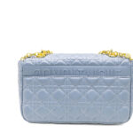 Dior-Dior Caro small shoulder bag in pale blue cannage leather
