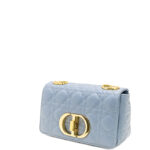 Dior-Dior Caro small shoulder bag in pale blue cannage leather