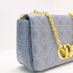 Dior-Dior Caro small shoulder bag in pale blue cannage leather