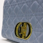Dior-Dior Caro small shoulder bag in pale blue cannage leather