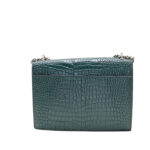 Saint Laurent Green Croc Embossed Leather Medium Sunset Shoulder Bag