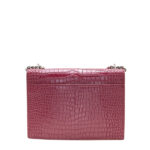 SAINT LAURENT - Red Velvet Crocodile Embossed Leather SUNSET Shoulder Bag