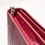 SAINT LAURENT - Red Velvet Crocodile Embossed Leather SUNSET Shoulder Bag
