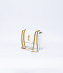 Saint Laurent Women's Croc Embossed Leather White Shoulder Bag